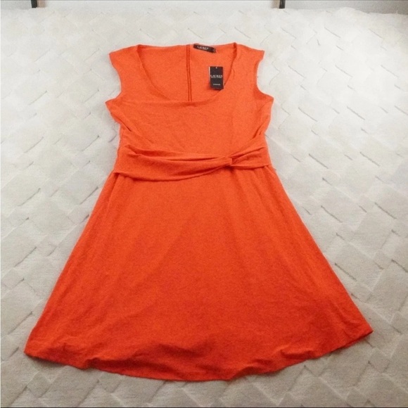 Lauren Ralph Lauren Dresses & Skirts - Lauren Ralph Lauren Scoop Neck Jersey Dress Womens 12 Tie Waist Cocktail Attire